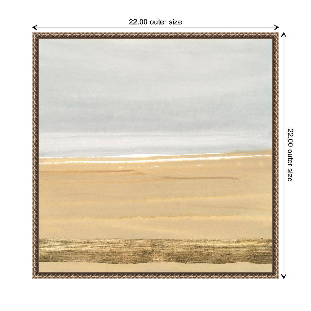 Golden Seaside Abstract Canvas Art with Beaded Frame