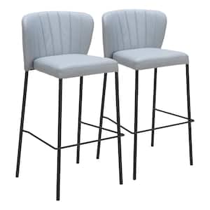 Linz 29.3 in. Solid Back Plywood Frame Barstool with Faux Leather Seat - (Set of 2)