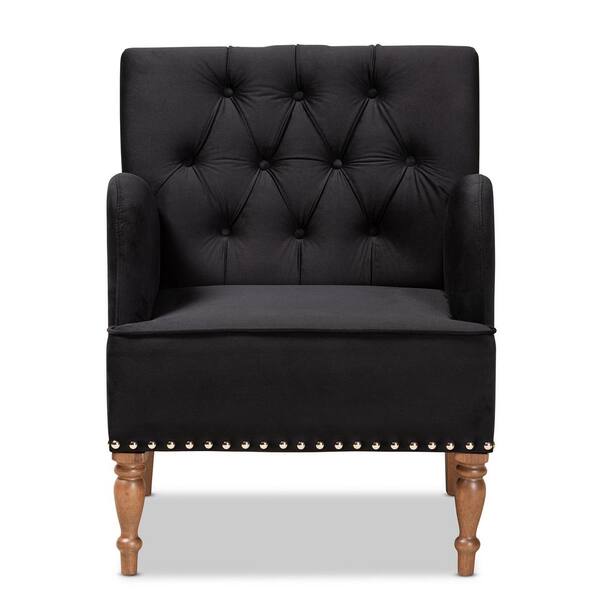 Baxton Studio Eri Black and Walnut Brown Arm Chair 184 11683 HD