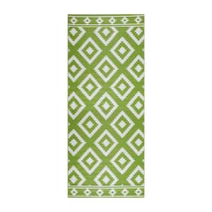 Milan Green Creme 2 ft. 3 in. x 6 ft. Reversible Recycled Plastic Indoor/Outdoor Area Rug