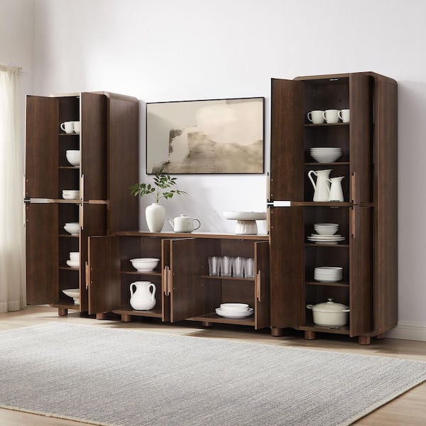 CROSLEY FURNITURE Millie Brown Wood 3-PC Buffet and Pantry Set