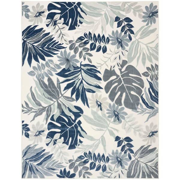 Suncoast 9 ft. x 12 ft. Blue Floral Contemporary Area Rug