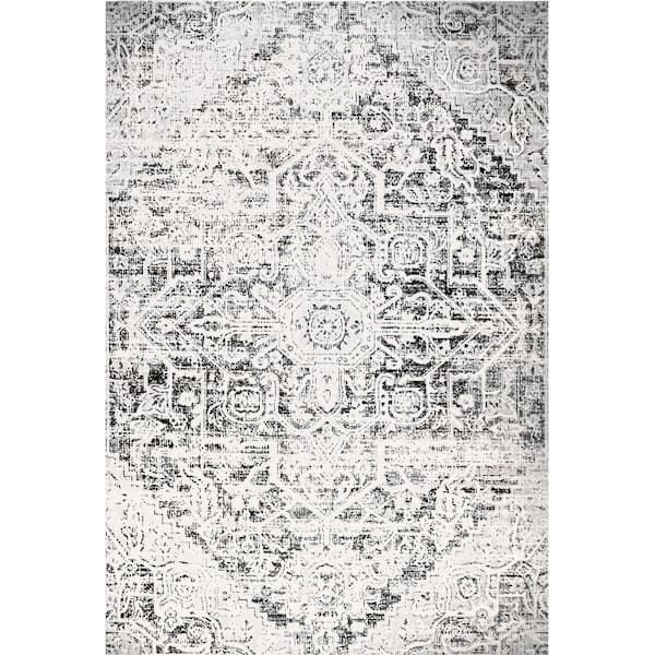 Patio Sofia Fleur Navy Blue 8 ft. x 10 ft. Geometric Indoor/Outdoor Area Rug