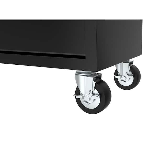 Husky - Tool Storage 46 in. W x 18 in. D 9-Drawer Mobile Workbench Cabinet in Gloss Black