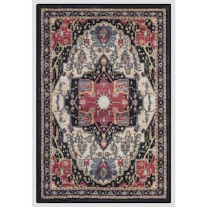 Eden Collection Oasis Medallion Black 2 ft. x 3 ft. Machine Washable Traditional Indoor Area Rug
