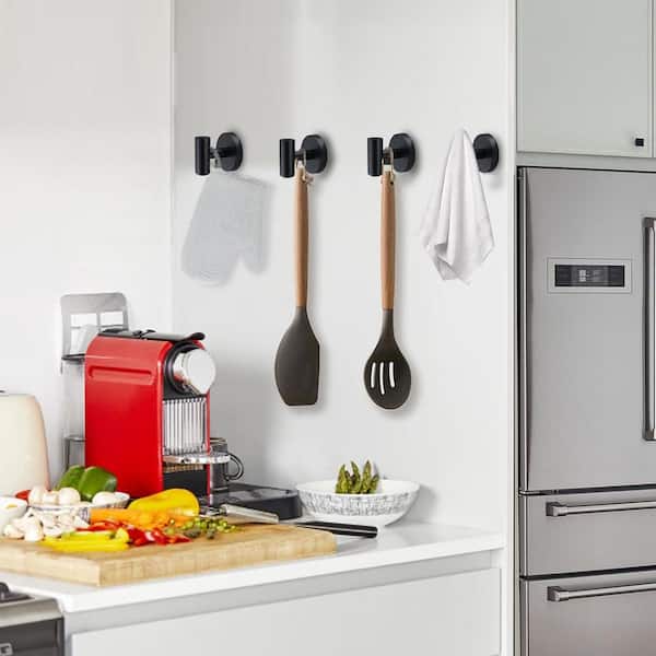 Knob Hooks Robe/Towel Hook 2.25 in Matte Black 8-Pack