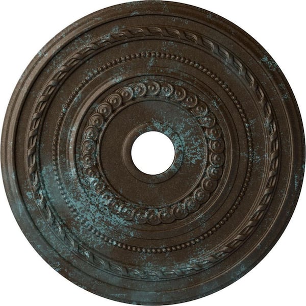 Ekena Millwork 1-3/8" x 25-1/2" x 25-1/2" Polyurethane Cole Ceiling Medallion, Hand-Painted Bronze Blue Patina