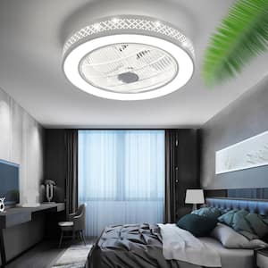 21.6 in. Integrated LED Indoor White Smart Enclosed Ceiling Fan with Remote