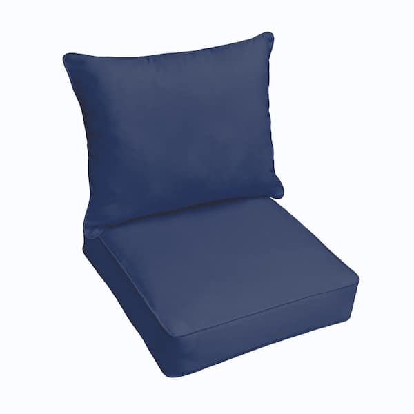 SORRA HOME 23 x 25 Deep Seating Outdoor Pillow and Cushion Set in Solid Marine