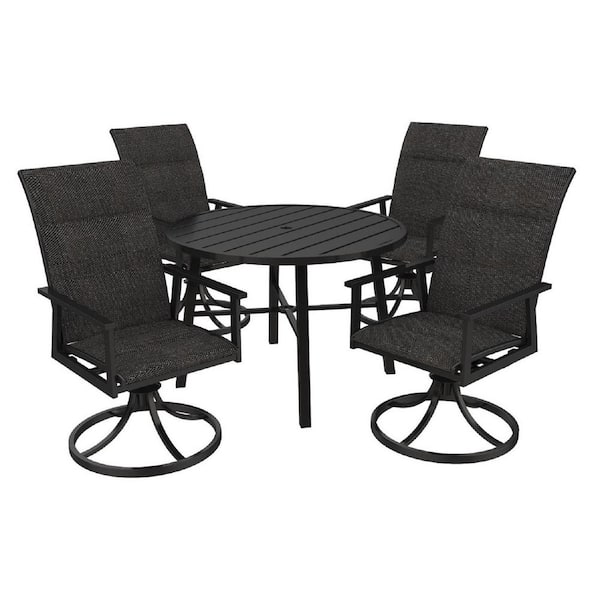 Hampton Bay High Garden Padded Round Sling Metal Outdoor Dining Table