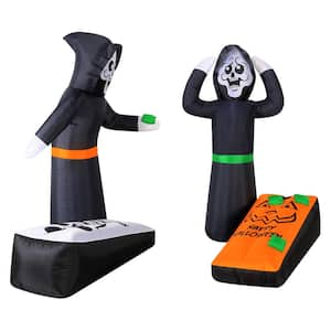 60 in. H x 35 in. W x 60 in. L Halloween Inflatable Reapers Playing Corn Hole