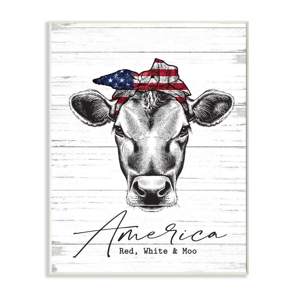 Americana Cow Red White and Moo Farm Quote by Lettered and Lined Unframed Animal Wood Wall Art Print 10 in. x 15 in. price history on PriceWatchPro