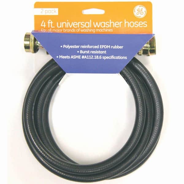 GE 4 ft. Universal Black Rubber Washer Hoses (2-Pack)