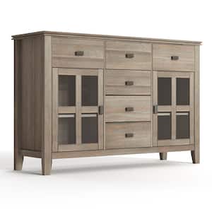 Artisan Solid Wood 54 in. Wide Transitional Sideboard Buffet Credenza in Distressed Grey