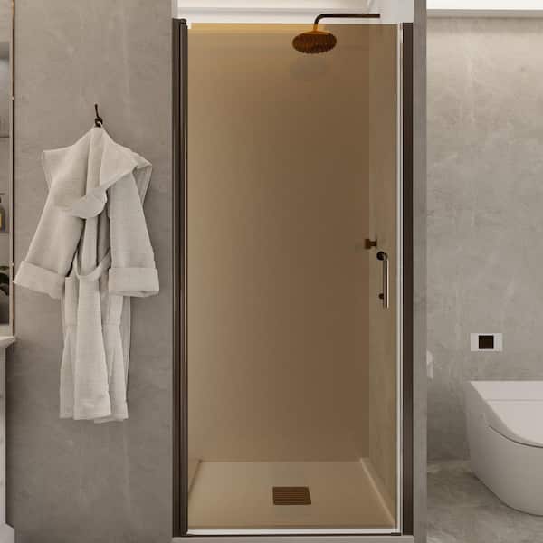 ES-DIY 34 to 35-3/8 in. W x 72 in. H Pivot Frameless Shower Door in Bronze with 1/4 in. (6 mm) Tempered Tinted Glass