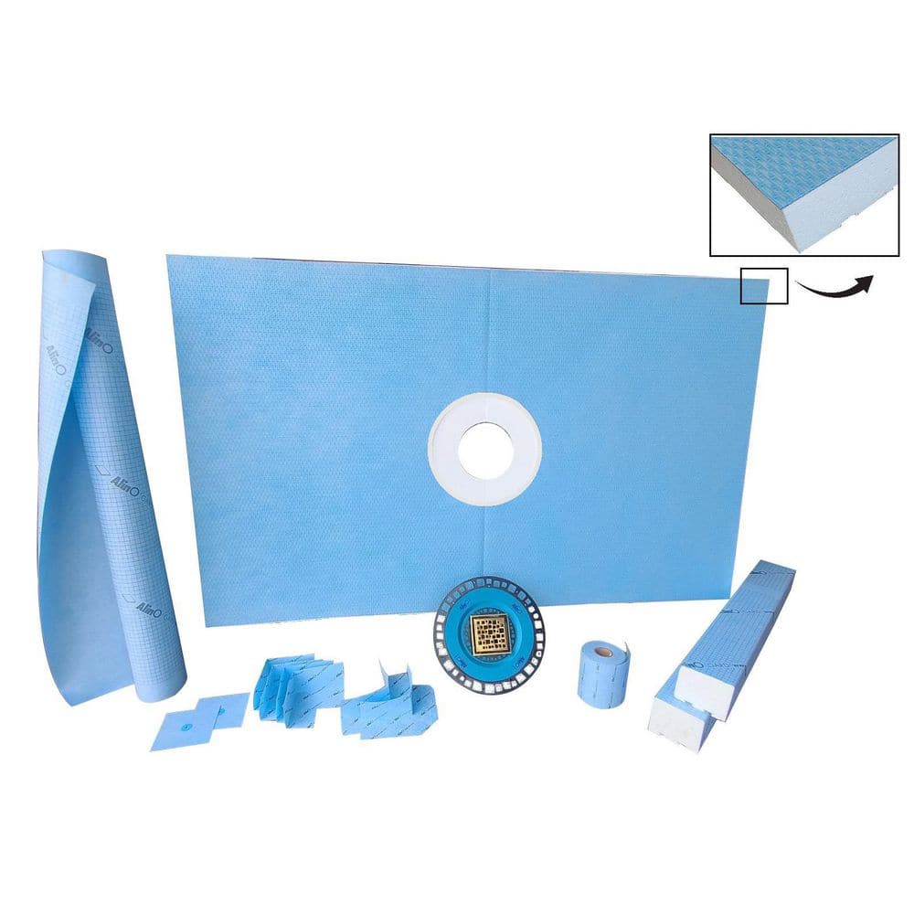 ALINO 60 in.L x 36 in.W x 96 in.H 4 Pcs Alcove Shower Kit, Glue Up