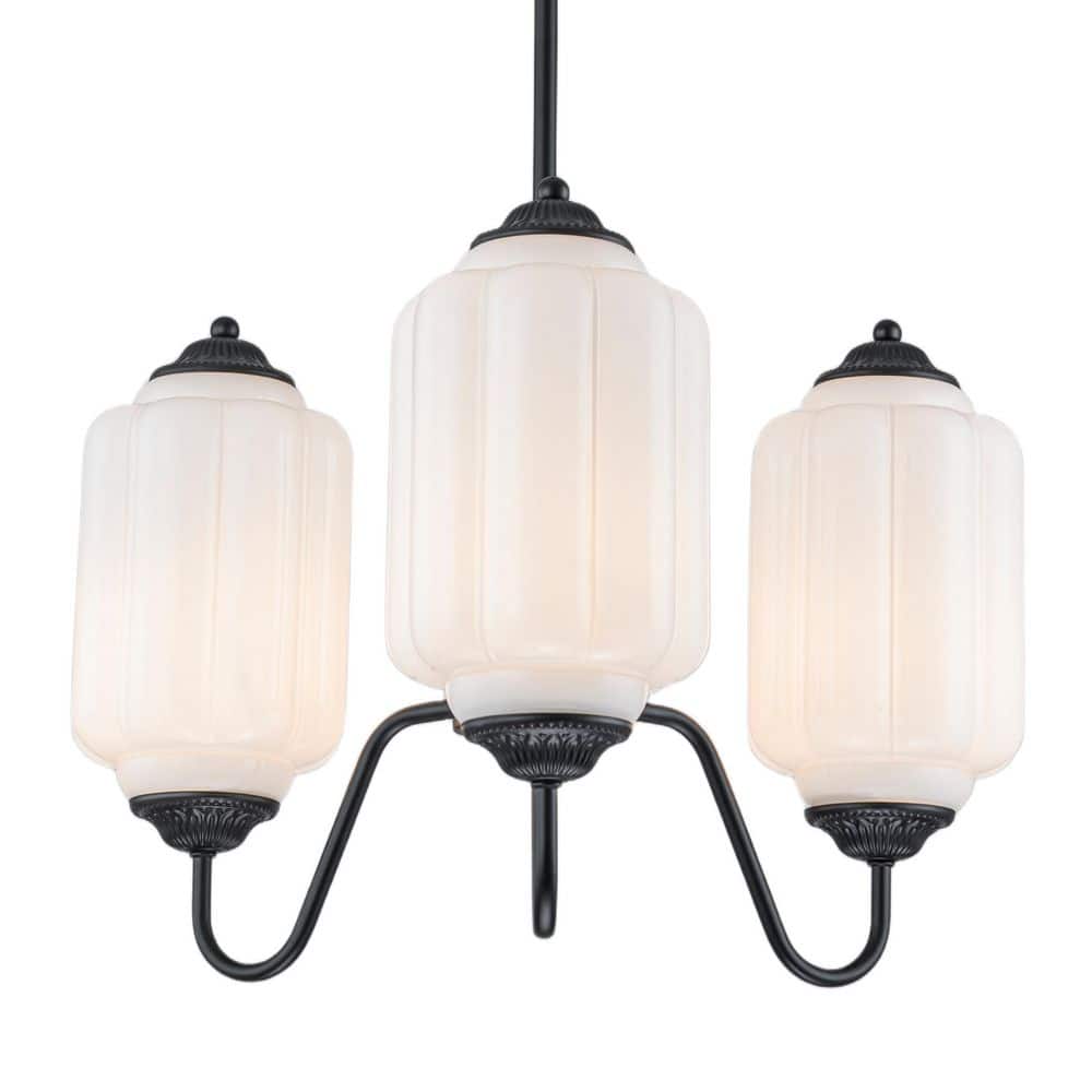 Amia 3-Light Matte Black Linear Lantern Pendant Light with Milk Glass Shades price history on PriceWatchPro