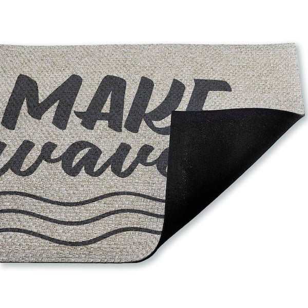 Make Waves Navy Blue Blue 18 in. x 30 in. Polyester Non-Slip Outdoor Door Mat