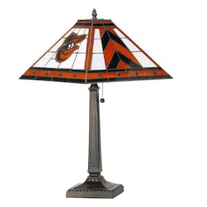MLB 23 in. Antique Bronze Stained Glass Mission Lamp- Orioles
