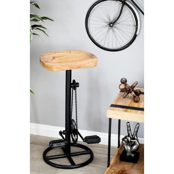 Litton Lane 32 in. Brown Metal Bar Stool with Pedals