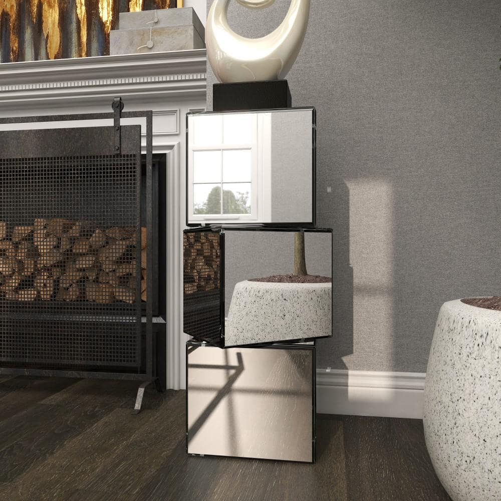 XL Silver Mirrored Glass Pedestal Display Stand