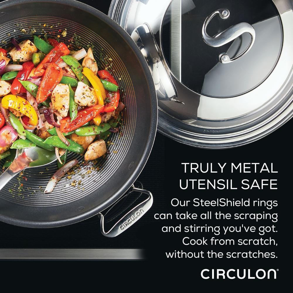 Circulon 14-Inch Stainless Steel Wok with Glass Lid