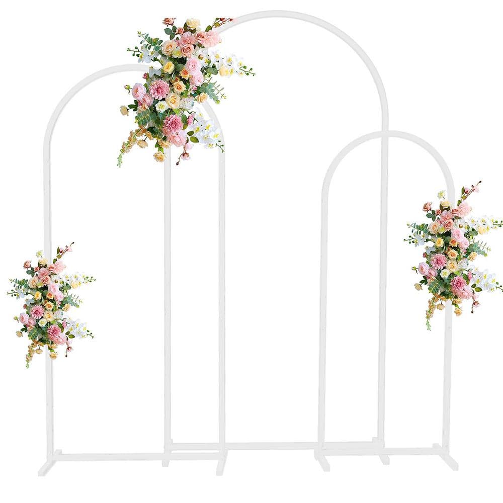 78.7 in. x 39.3 in. 3 Sizes 3-Pieces White Steel Wedding Backdrop Stands Ar