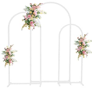 78.7 in. x 39.3 in. 3 Sizes 3-Pieces White Steel Wedding Backdrop Stands Arbor Decorative Arch Frame Indoor Outdoor
