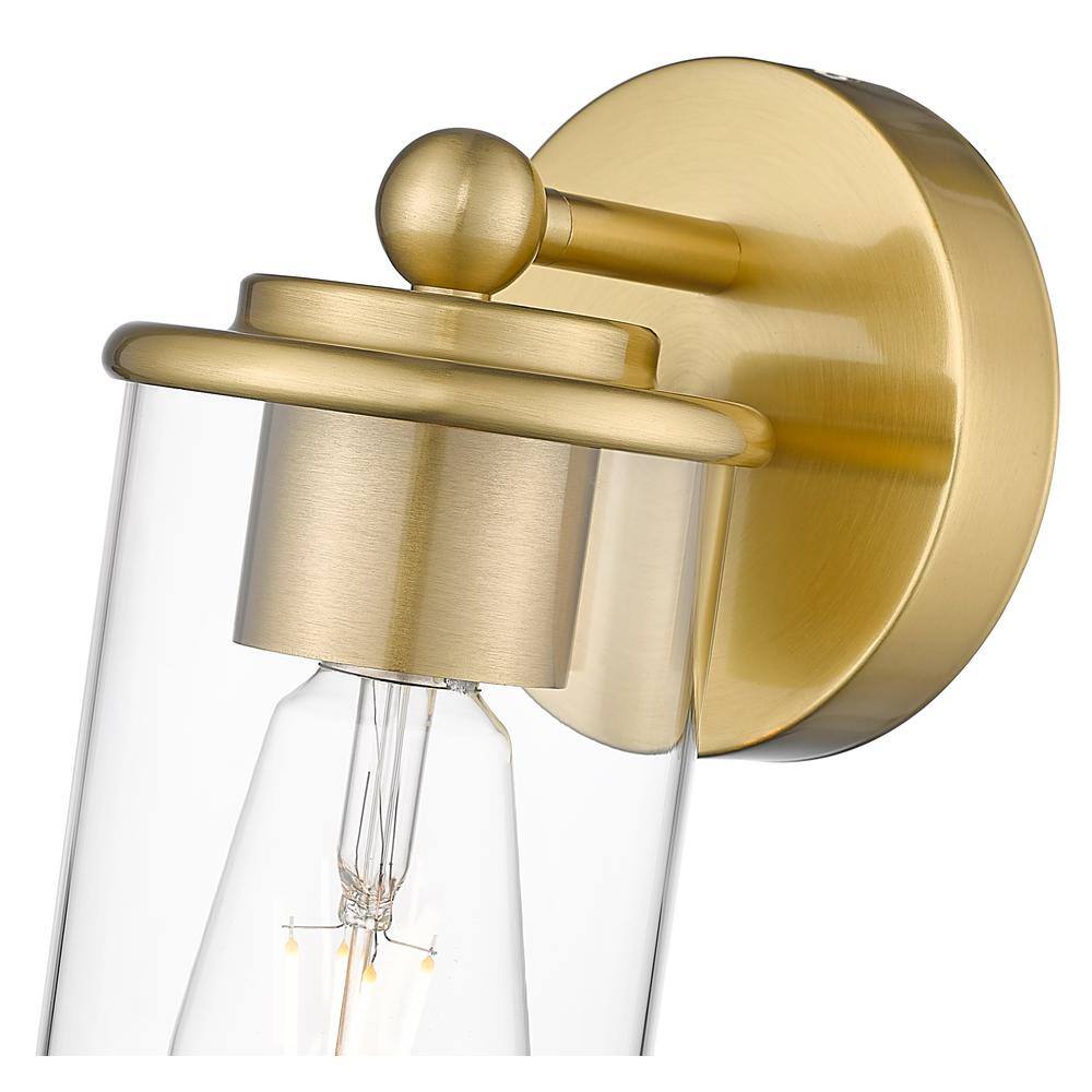 Luxe Gold Dimmable Cylinder Wall Sconce with Clear Glass