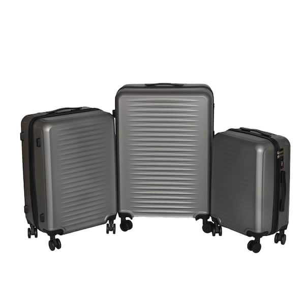 LIVACA 3-Piece Dark Gray ABS Plastic Hardside Spinner Luggage Set