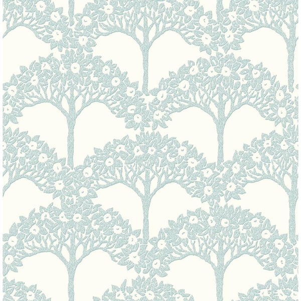 A-Street Prints Dawson Turquoise Magnolia Tree Wallpaper Sample