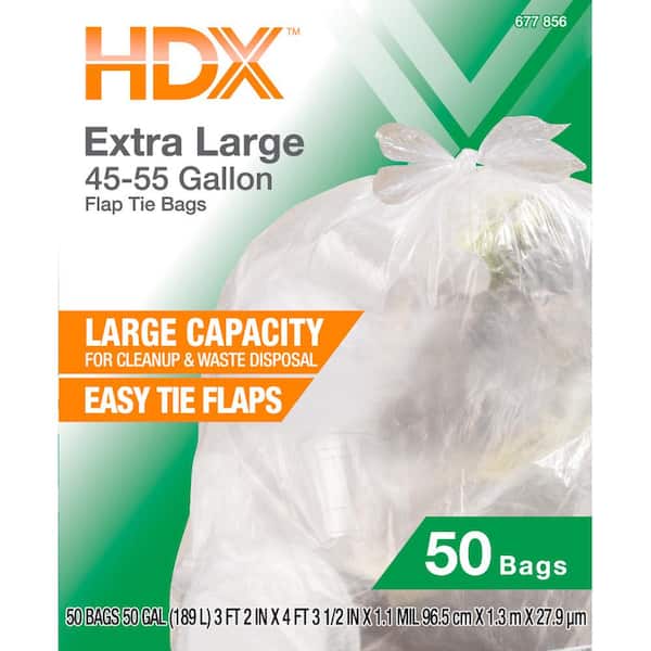 HDX 50 Gallon Clear Extra Large Trash Bags (50 Count) Heavy Duty