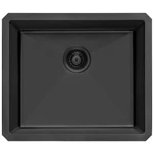 Terraza Black 16 Gauge Stainless Steel 21 in. Undermount Bar Sink in Gunmetal Black with Mounting Brackets