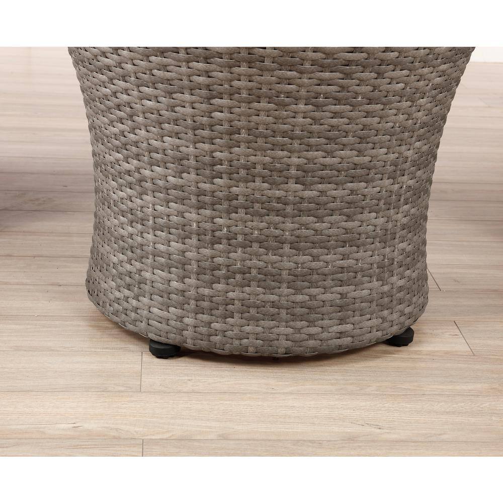 Gray All-Weather Wicker Outdoor Bistro Set with Cushions