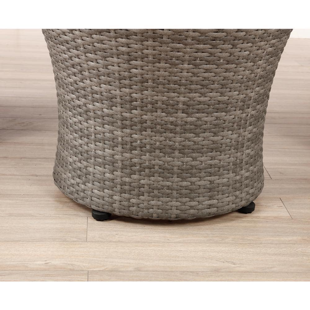 Gray All-Weather Wicker Outdoor Bistro Set with Cushions