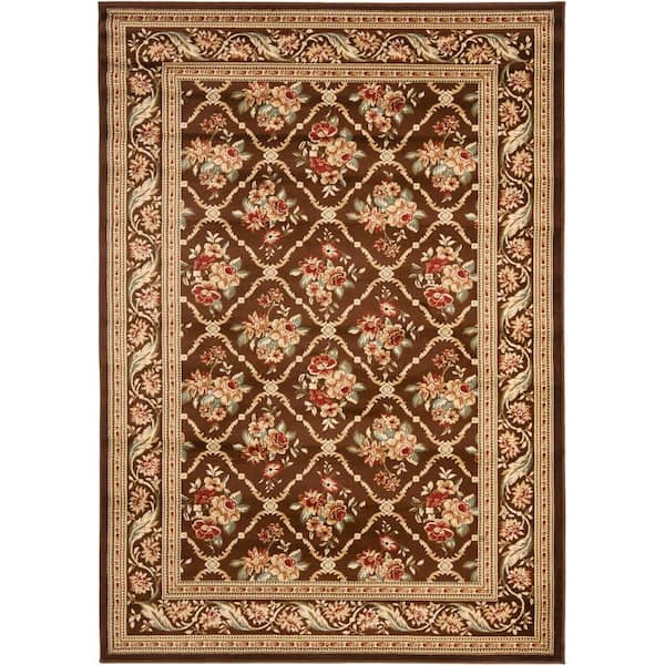 SAFAVIEH Lyndhurst Brown 5 ft. x 8 ft. Floral Geometric Diamonds Area Rug