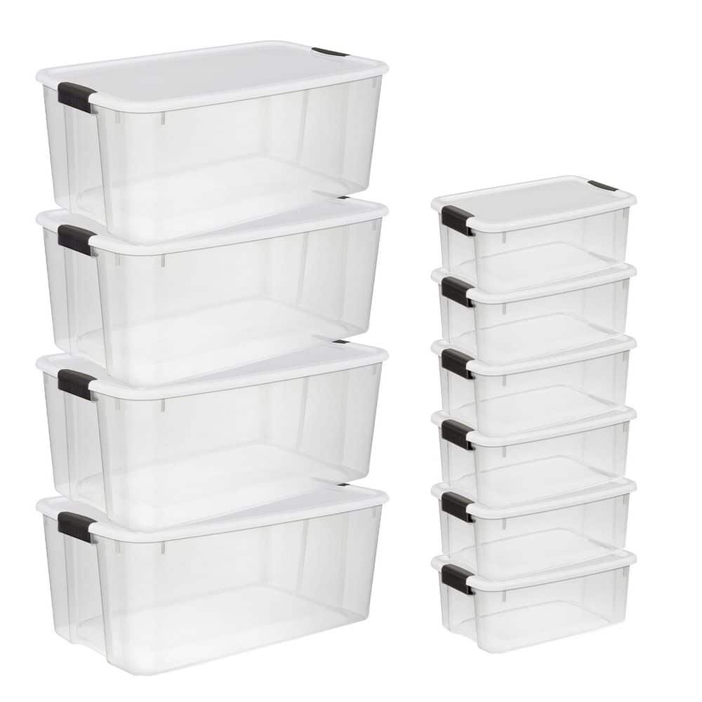 Sterilite 40 Qt Clear Plastic Storage Bin Totes with Latching Lid, Gray (6  Pack), 6pk - Harris Teeter