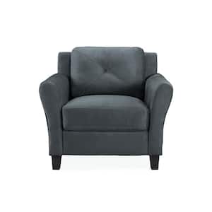 Harvard Microfiber Chair with Rolled Arm in Dark Grey