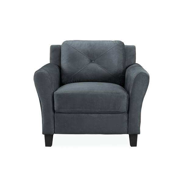 Lifestyle Solutions Harvard Microfiber Chair with Rolled Arm in Dark Grey