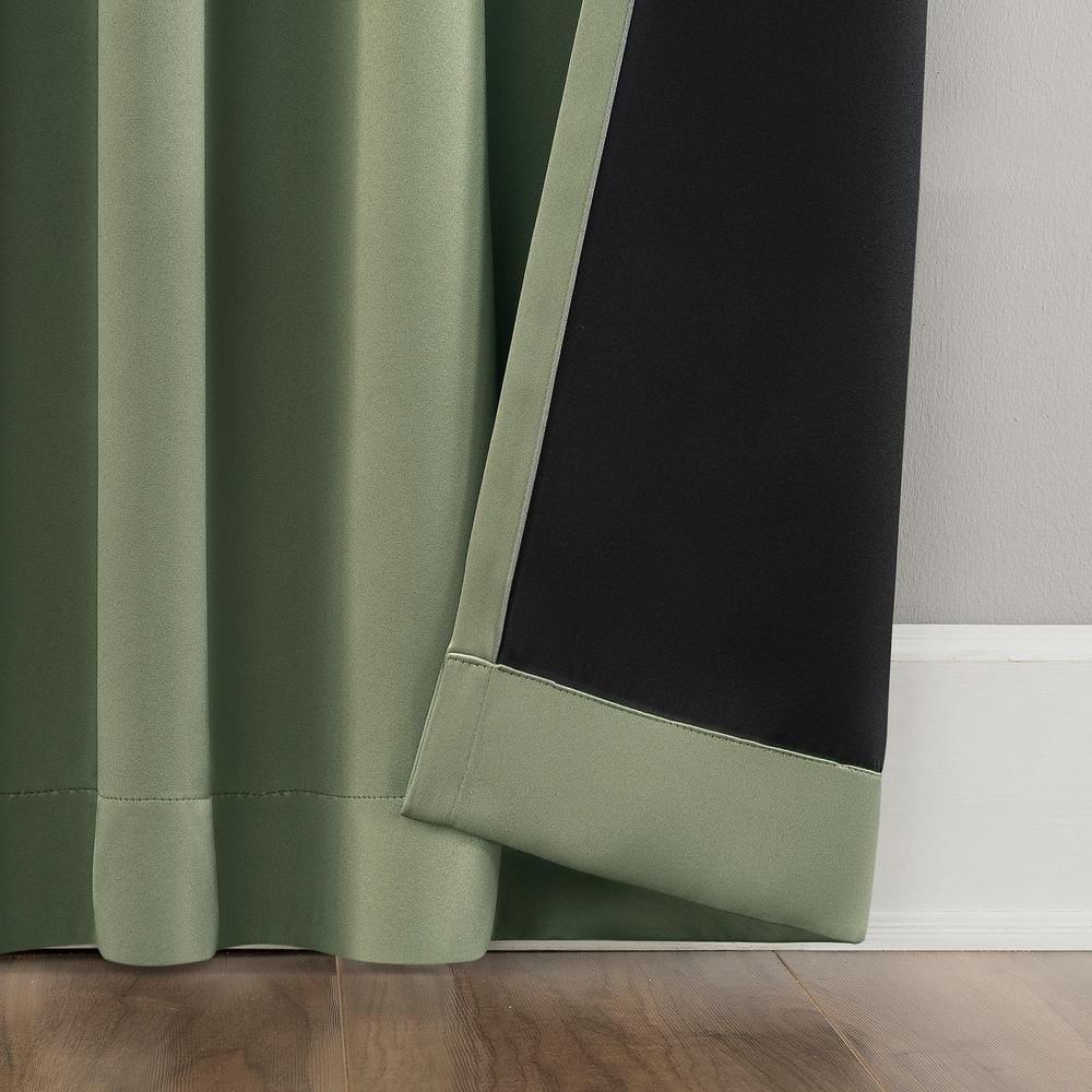 Sage Green Blackout Magnetic Closure Curtain Panel Pair, 52" x 63"