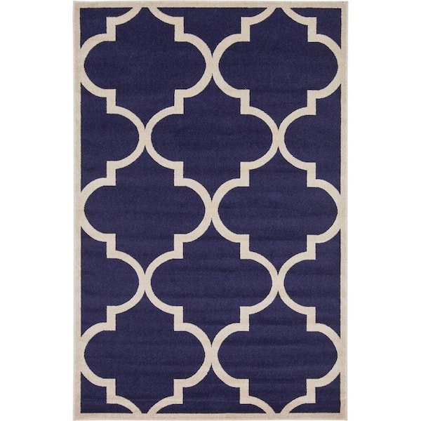 Unique Loom Trellis Austin Navy Blue 6' 0 x 9' 0 Area Rug