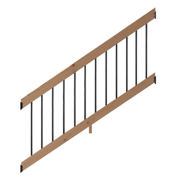 ProWood 6 ft. Walnut-Tone Southern Yellow Pine Stair Rail Kit with Aluminum Square Balusters