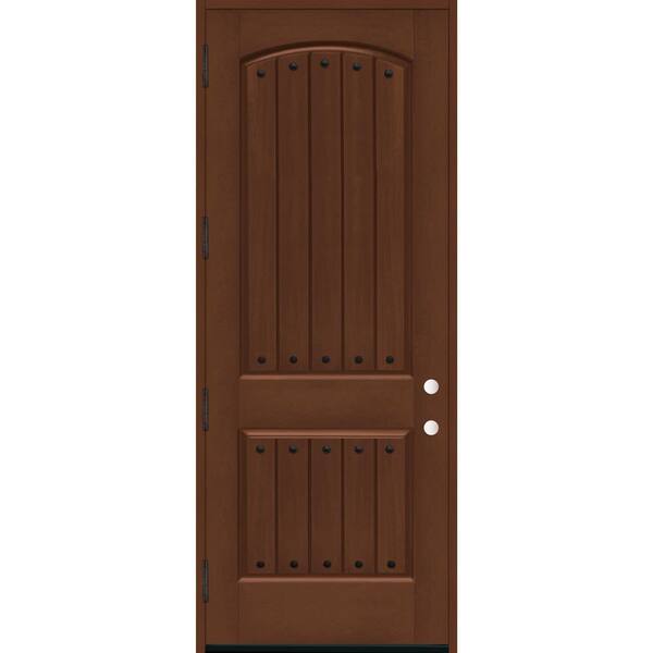 Steves & Sons 36 in. x 96 in. 2-Panel Left Hand/Outswing Chestnut Stain Fiberglass Prehung Front Door with 4-9/16 in. Jamb Size