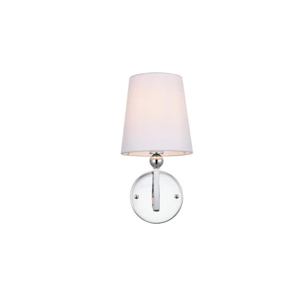 Unbranded Simply Living 6 in. 1-Light Modern Chrome Vanity Light with White drum Shade