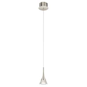 Elan Kabru 1-Light Integrated LED Brushed Nickel Contemporary Shaded Kitchen Mini Pendant Hanging Light