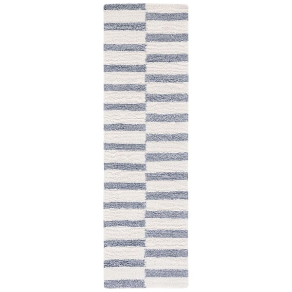 Vermont 2 ft. x 8 ft. Ivory/Gray Check Runner Rug