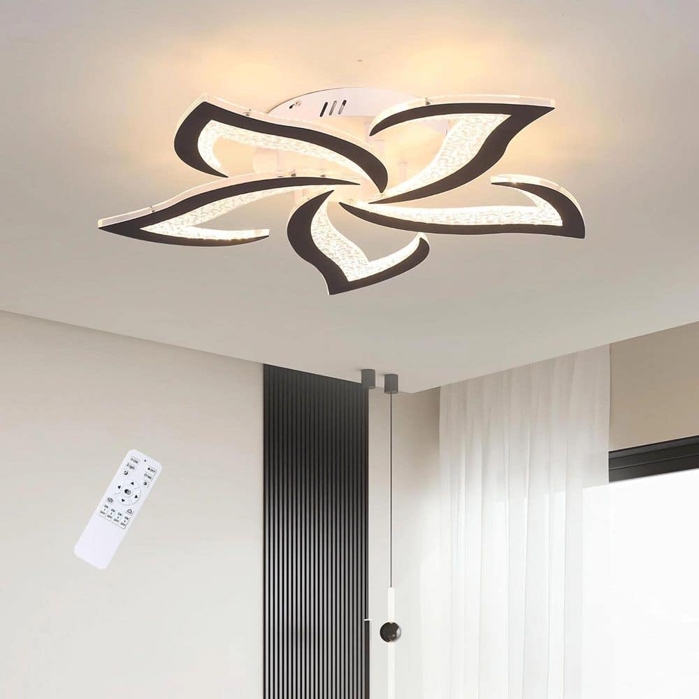 Genoci 23.62 in. 48-Watt Modern Black Integrated LED Flush Mount
