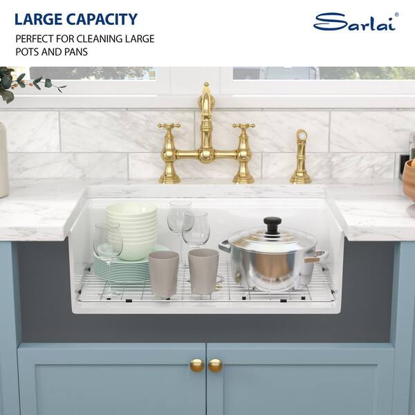 Sarlai 33 in. Undermount Single Bowl White Porcelain Ceramic