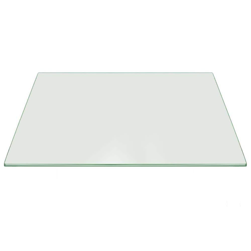 Clear Tempered Glass Rectangle Table Top with Pencil Polish Edges, 16" x 24"