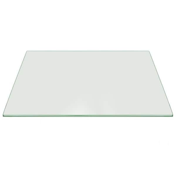 Fab Glass and Mirror 16 in. x 24 in. Clear Rectangle Glass Table Top 3/8 in. Thick Pencil Polish Tempered Touch Corners